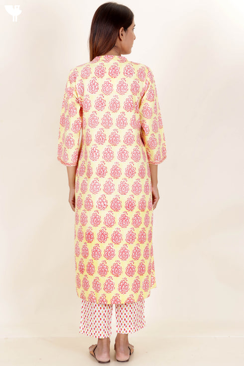 Bizzy Lizzy Kurta Pant Set With Dupatta In Block Print