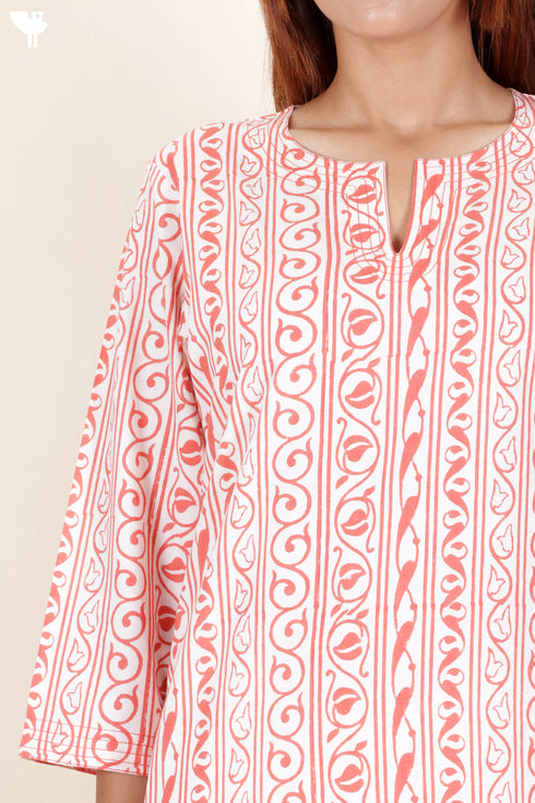 Bizzy Lizzy Kurta And Pant Set With Kota Dupatta In Block Print