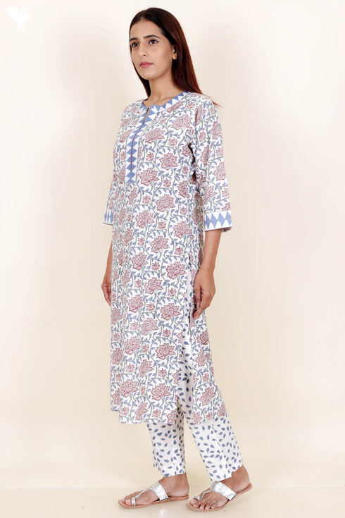 Bizzy Lizzy Kurta Pant Set With Dupatta In Block Print
