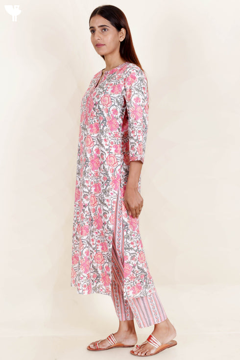 Bizzy Lizzy Kurta Pant Set With Dupatta In Block Print