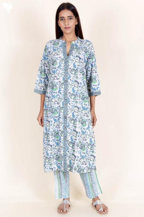 Bizzy Lizzy Kurta Pant Set With Dupatta In Block Print