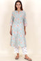 Cotton Kurta Dupatta And Pant Set In Block Print