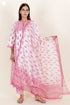Cotton Kurta And Pant Set With Dupatta In Block Print