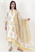Cotton Kurta And Pant Set With Dupatta In Block Print