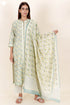 Chanderi Silk Kurta Pant And Dupatta Set In Block Print
