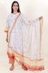 Cotton Kurta Pant And Dupatta Set In Block Print