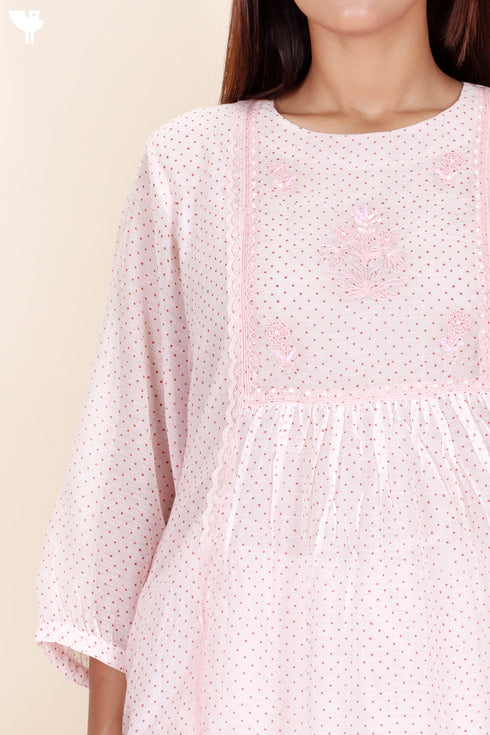 Chanderi Silk Kurta Pant And Dupatta Set In Block Print