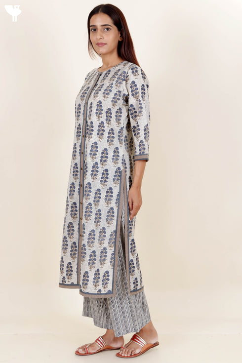 Cambric Cotton Kurta And Pant Set In Floral Print