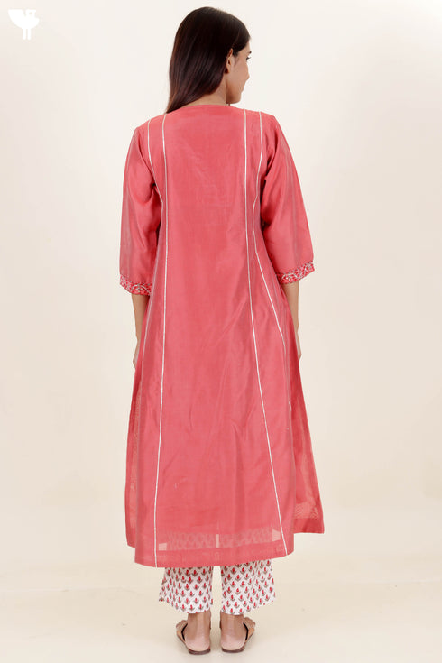 Chanderi Silk Kurta With Chanderi Dupatta And Pant Set