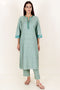 Tussar Cotton Kurta Pant And Dupatta Set In Block Print