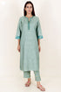 Tussar Cotton Kurta Pant And Dupatta Set In Block Print