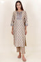 Tussar Cotton Kurta Pant And Dupatta Set In Block Print