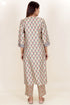 Tussar Cotton Kurta Pant And Dupatta Set In Block Print