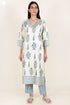 Tussar Cotton Kurta Pant And Dupatta Set In Block Print