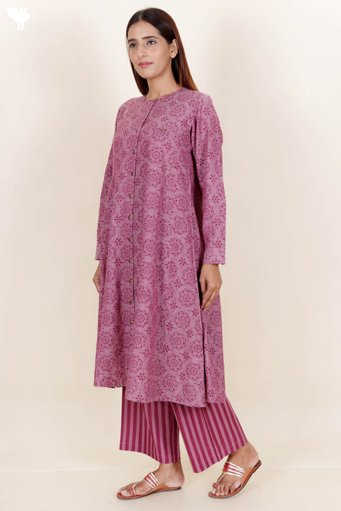 Khaadi Cotton Kurta And Pant Set With Block Print