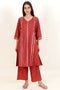 Cambric Cotton Kurta And Pant Set With Block Print