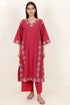 Khaadi Cotton Kurta And Pant Set With Kota Doria Dupatta Block Print
