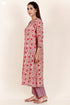 Slub Cotton Kurta Pant With Kota Doria Dupatta in Block Print
