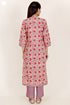 Slub Cotton Kurta Pant With Kota Doria Dupatta in Block Print