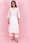 Slub Cotton Kurta Pajama With Kota Doria Dupatta in Block Print