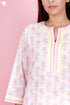 Slub Cotton Kurta Pajama With Kota Doria Dupatta in Block Print