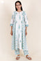 Cotton Kurta Pant And Dupatta Set In Block Print