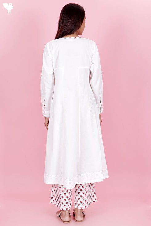 Cambric Cotton Kurta And Pant Set In Block Print