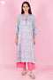 Mulmul Cotton Kurta And Pant Set With Dupatta In Block Print