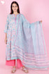Mulmul Cotton Kurta And Pant Set With Dupatta In Block Print