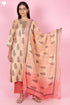Tussar Cotton Kurta Pant And Dupatta Set In Floral Block Print