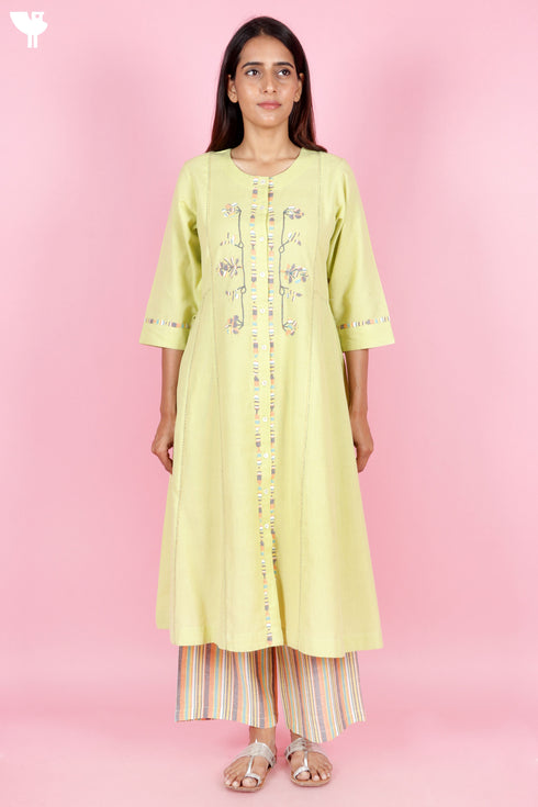Khaadi Cotton Kurta Pant Set With Appliqué