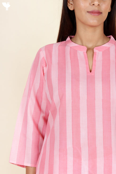 Terry Voile Kurta Pant With Kota Dupatta In Floral Block Print