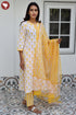 Terry Voile Kurta Pant With Dupatta In Floral Block Print