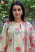 Terry Voile Kurta Pant With Dupatta In Floral Block Print