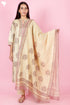 Tussar Cotton Kurta Pant And Dupatta Set In Block Print