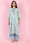 Mulmul Cotton Kurta Pant And Dupatta Set In Block Print