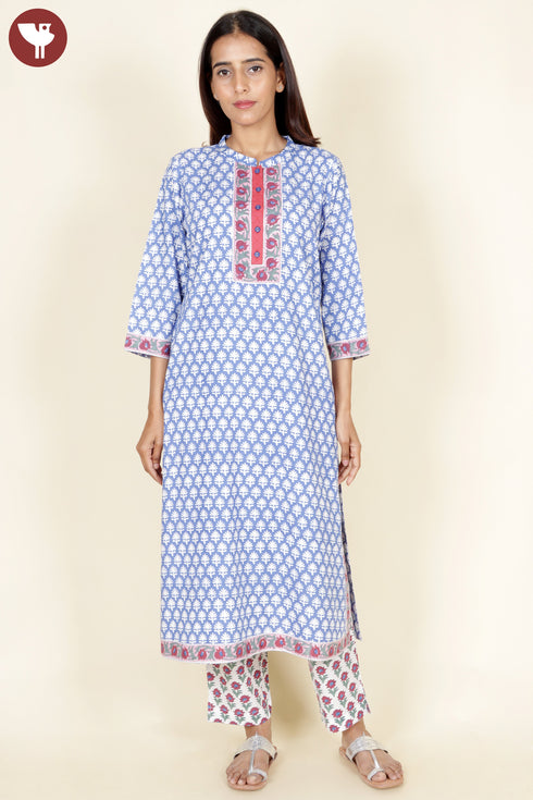 Bizzy Lizzy Kurta Pant With Dupatta In Floral Block Print