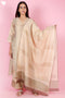 Chanderi Silk Kurta Pant Set With Gold Block Print