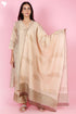 Chanderi Silk Kurta Pant Set With Gold Block Print