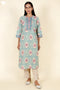 Cambric Cotton Kurta Pant Set With Kota Dupatta In Block Print