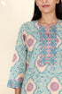 Cambric Cotton Kurta Pant Set With Kota Dupatta In Block Print