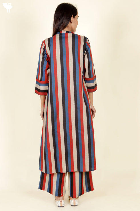 Cambric Cotton Kurta And Pant Set In Block Print