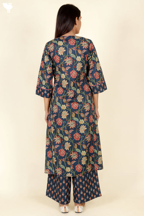 Cambric Cotton Kurta And Pant Set In Floral Print