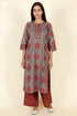 Cambric Cotton Kurta And Pant Set In Block Print