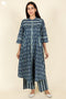 Cambric Cotton Kurta And Pant Set In Block Print