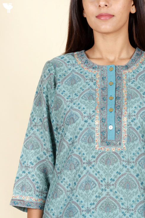 Chanderi Silk Kurta Pant And Dupatta Set