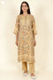Chanderi Silk Kurta Pant And Dupatta Set With Block Print