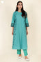Handloom Cotton Kurta And Pant Set With Block Print