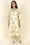 Tussar Cotton Kurta Pant And Dupatta Set In Block Print