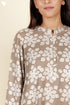 Rayon Twill Taupe Kurta and Pant Set With Block Print